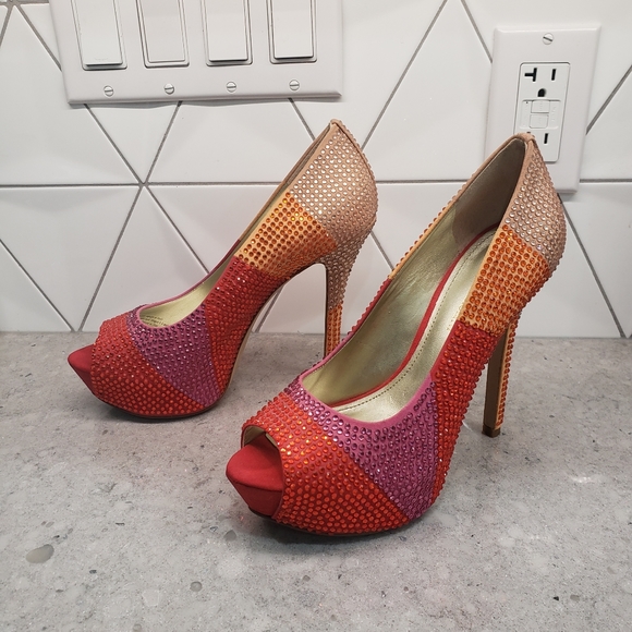 Enzo Angiolini glitzy multi colored heels. Size 7M - Picture 3 of 5